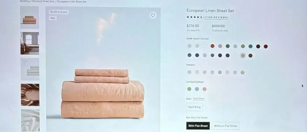 Quince 100% European Linen Sheet Set Queen in Desert Sunset